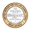 Image 2 : .999 Silver Silver Legacy Reno, Nevada $10 Casino Limited Edition Gaming Token