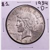Image 1 : 1934-D $1 Peace Silver Dollar Coin