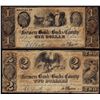 Image 1 : Lot of 1841 $1 & $2 Farmers Bank of Bucks County Bristol, PA Obsolete Bank Notes