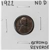 Image 1 : 1922 No D Strong Reverse Lincoln Wheat Cent Coin