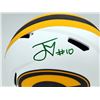 Image 2 : Jordan Love Autographed Green Bay Packers Lunar Eclipse White Full Size Replica Speed Helmet Beckett