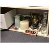 Image 1 : Shelf lot of misc. items - decorative household pieces/ nail polish/ sea shell hanging art etc.