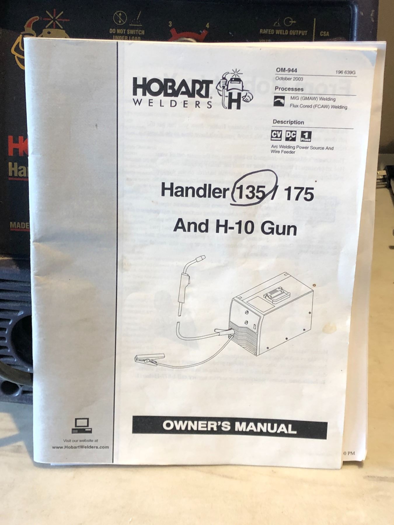 Hobart Handler 135 Wire Feed Mig Welder w/ H10 Gun