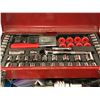 Image 2 : Red metal toolbox w/ contents & Husky socket set