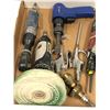 Image 2 : Group of 4 assorted air tools & 3 air line accessories - air chisel/ sander/ jigsaw & ratchet