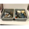 Image 2 : 2 grey plastic bins of assorted hand tools