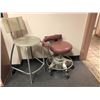 Image 1 : 2 shop chairs - high metal & plastic stool & rolling metal stool