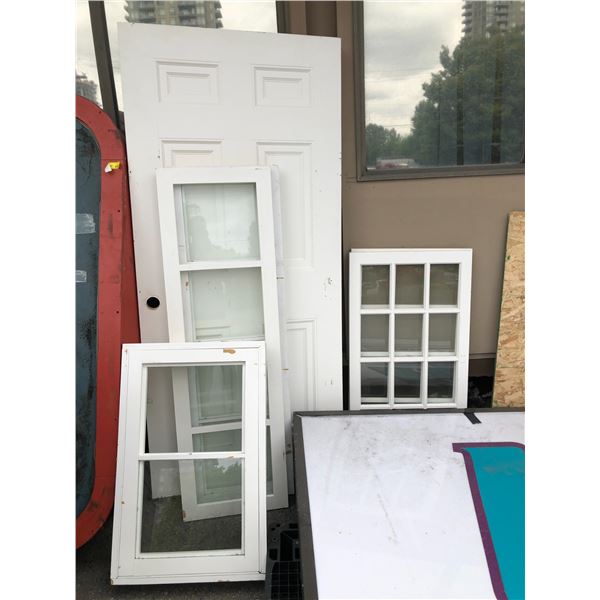 Group lot of white glass windows and doors