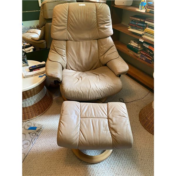 Leather Chair with Footstool