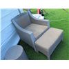 Image 21 : Qty 2 Synthetic Rattan Armchairs 28"x27"x25" w/ 2 Ottomans & Matching Table 14"Dx20"H