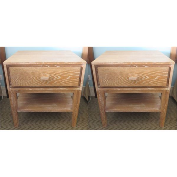 Qty 2 Samuelson Wooden Nightstands w/ Drawer & Undershelf 24"x21"x26"H