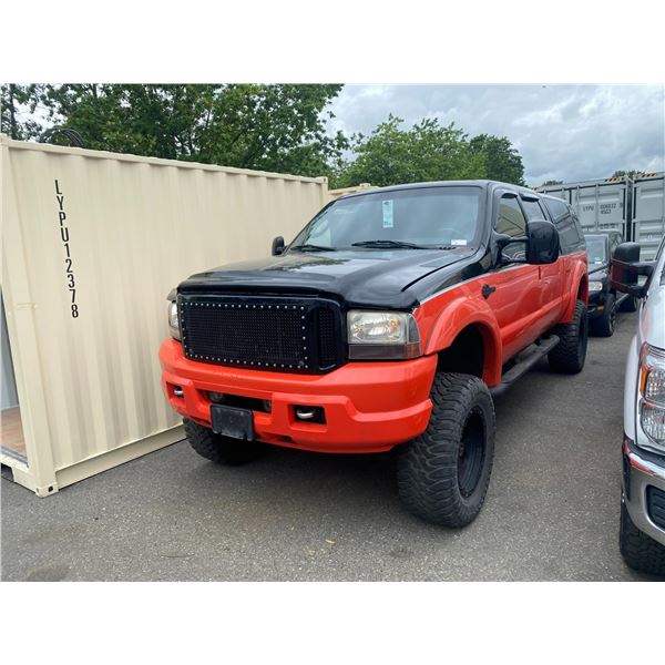 2004 FORD F-350 SUPER DUTY HARLEY DAVIDSON, 4 DR P/U, BLACK AND ORANGE, VIN# 1FTSW31974ED10109