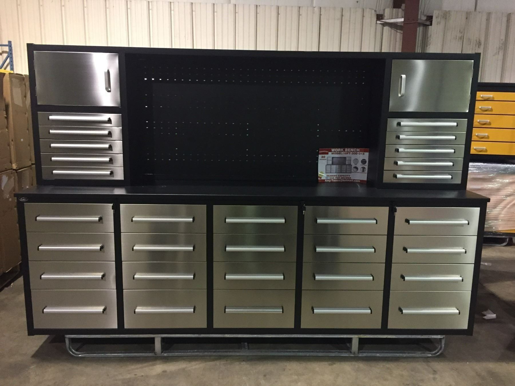STAINLESS STEEL STEELMAN 30 DRAWER WORKBENCH H36