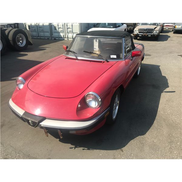 1989 ALFA ROMEO GRADUATE, 2DR CONVERTIBLE , RED, VIN # ZARBA5645K6000112