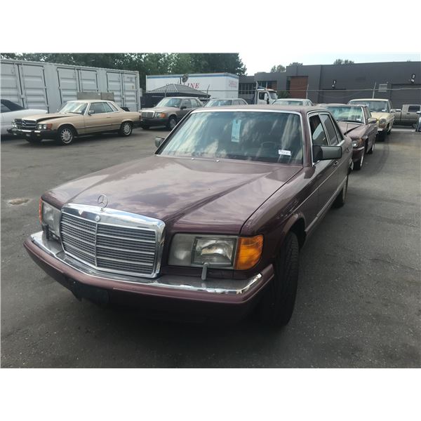 *TOW* 1989 MERCEDES BENZ 126 420 SEL, 4DR SEDAN, BURGUNDY, VIN # WDBCA35D7KA498121