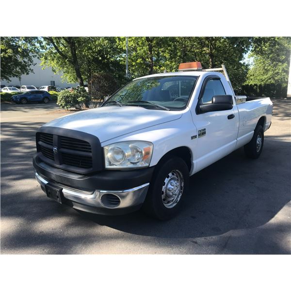 2007 DODGE RAM 2500 HEAVY DUTY, 2DR PU, WHITE, VIN # 3D7KR26D27G757689