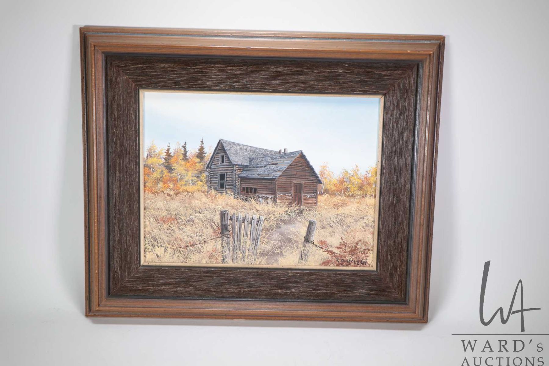 Artist R. Robert Framed oil acrylic on canvas painting of a of a derelict rural building ...