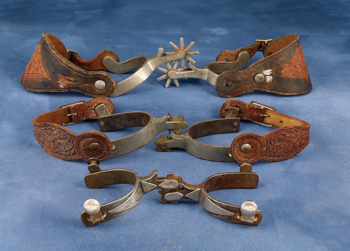Lot of 3 Pair of Texas Style Spurs