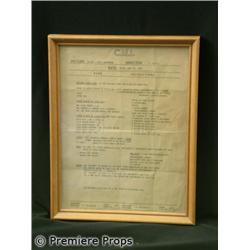 Paris Honeymoon 1939 Bing Crosby Orig. Call Sheet Movie Memorabilia