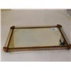 Image 2 : Vintage Mirror Bottom Serving Tray Glass Handle 14" x 9"