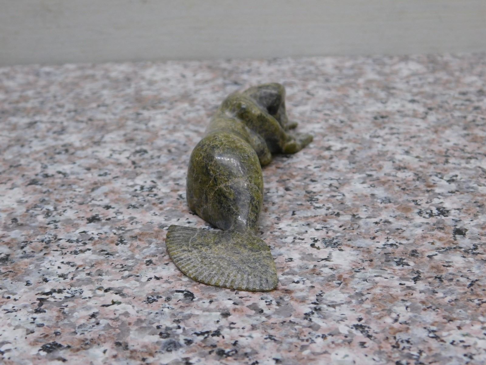 Inuit Green Soapstone Carving Sedna Mermaid 5"