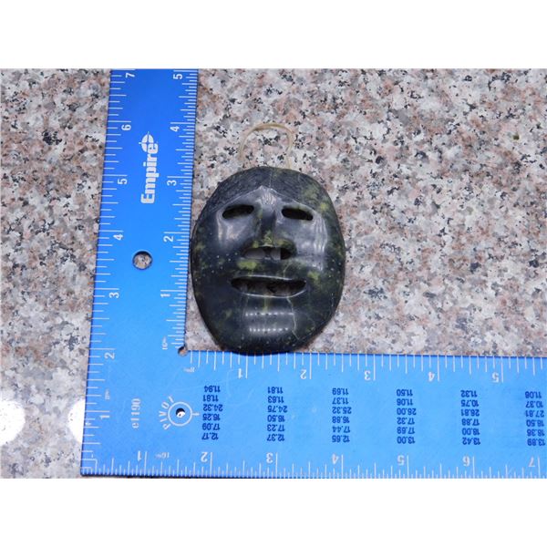 Carved Soapstone Face Hanging Mask Inuit 2.5" x 3"
