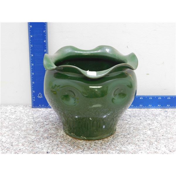 Green Flower Pot Vase Art Nouveau Langley Wear Chipped