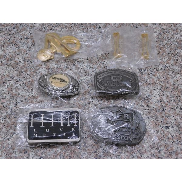 Lot of 5 Assorted Belt Buckles Metallic NFR HILL Metal Chili Championship Misc