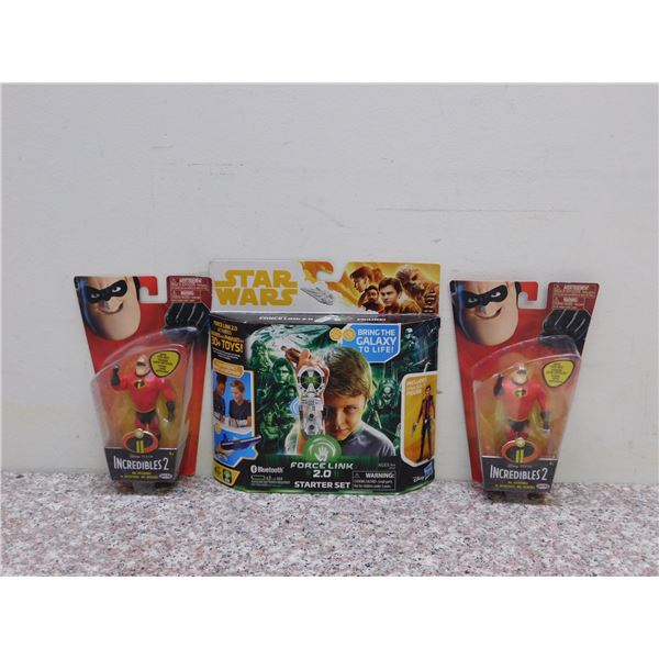 Incredibles 2 Lot 2 Mr Incredible and Star Wars Force Link 2.0 Starter Set Toy Packaged Disney