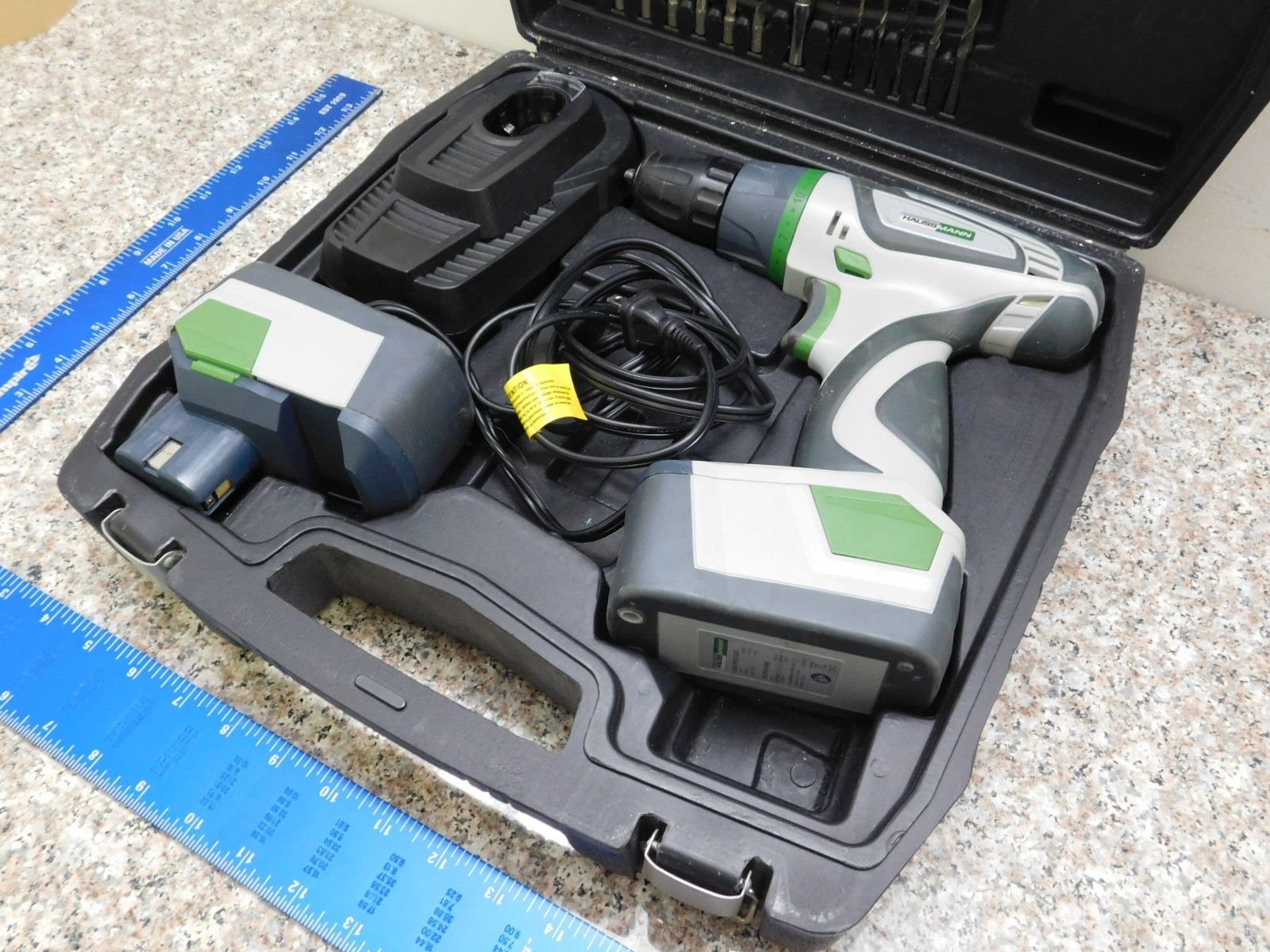 Haussmann Tools HaussMann 18 Volt Cordless Drill With 2 Batteries, Charger Case & Bits ...