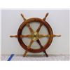 Image 1 : Wooden Captains Wheel Ship Boat Navigation Pirate 2ft Diameter
