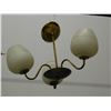 Image 1 : Vintage Ceiling Fixture 3 Arm Glass Brass