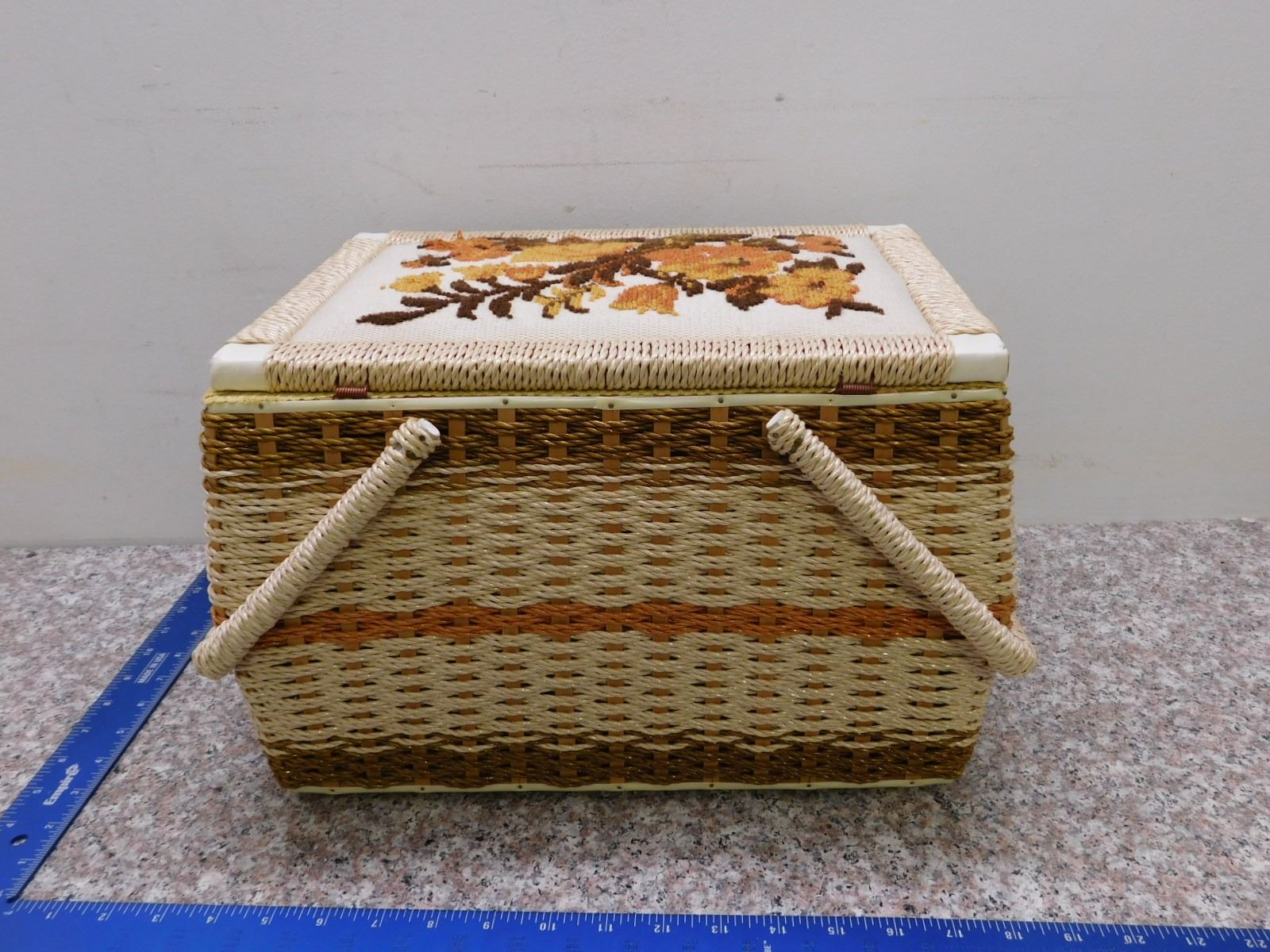 Vintage Singer Sewing Basket Wicker Woven