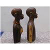Image 2 : Pair of African Wooden Statue Busts Man and Woman 12" Tall