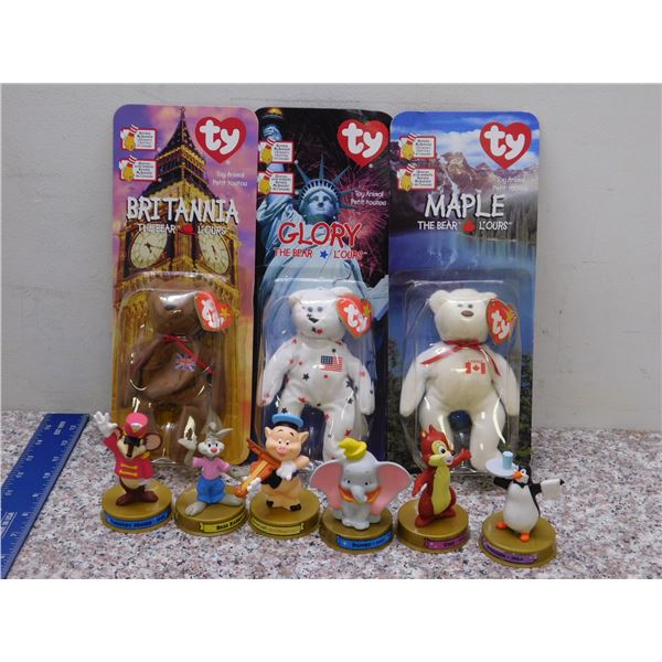 McDonalds Premiums Happy Meal Toys Disney 2002 100 Years of Magic and TY Beanie Babies Lot 9 Pieces