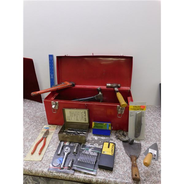 Red Metal Toolbox Full of Tools
