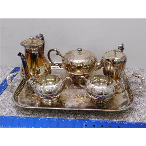 Silver Plated Coffee Tea Set Cream Sugar Milk Victorian Plate 6 Pieces
