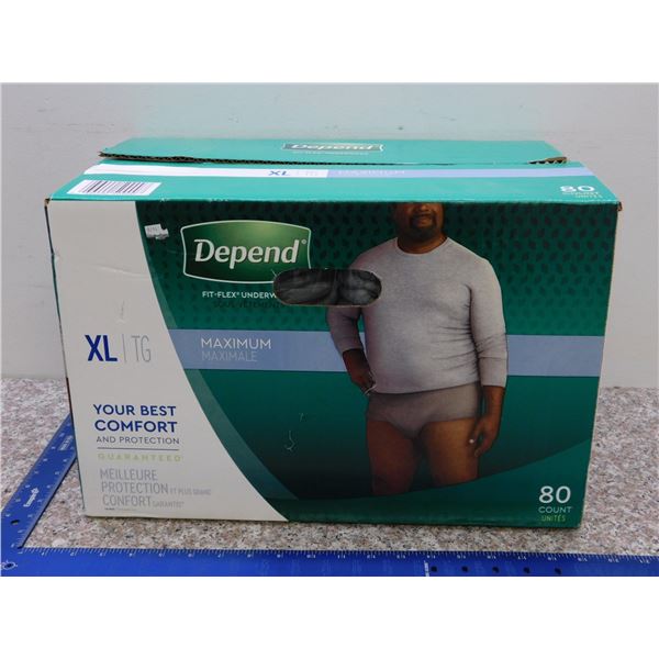 New Case of XL 80 Count Depends Mens Adult Diaper