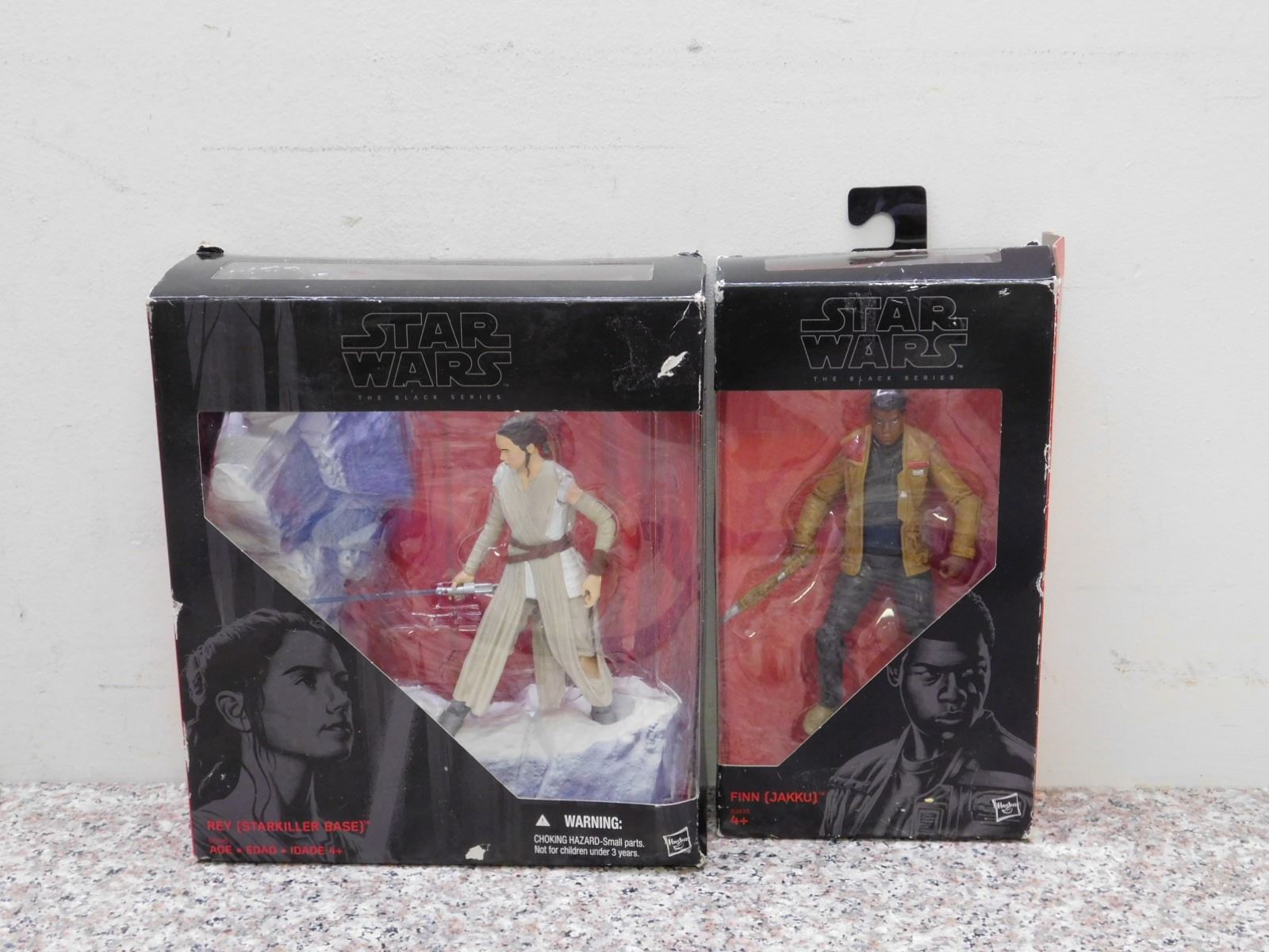 Star Wars Black Series Rey and Finn Figures Rough Boxes