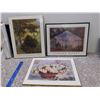 Image 1 : Lot of 3 Claude Monet Framed Print and Print on Wood Floral The Gare Au Jardin Etc 16" x 20" ea