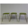 Image 1 : 3 Vintage Stacking Olive Green Stools Hairpin Metal Legs