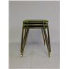 Image 6 : 3 Vintage Stacking Olive Green Stools Hairpin Metal Legs
