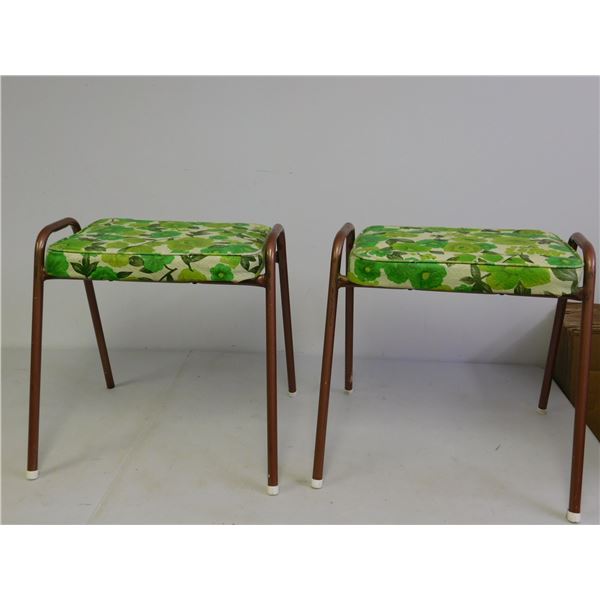 Pair of Vintage Stacking Stools Green Floral Kitchen