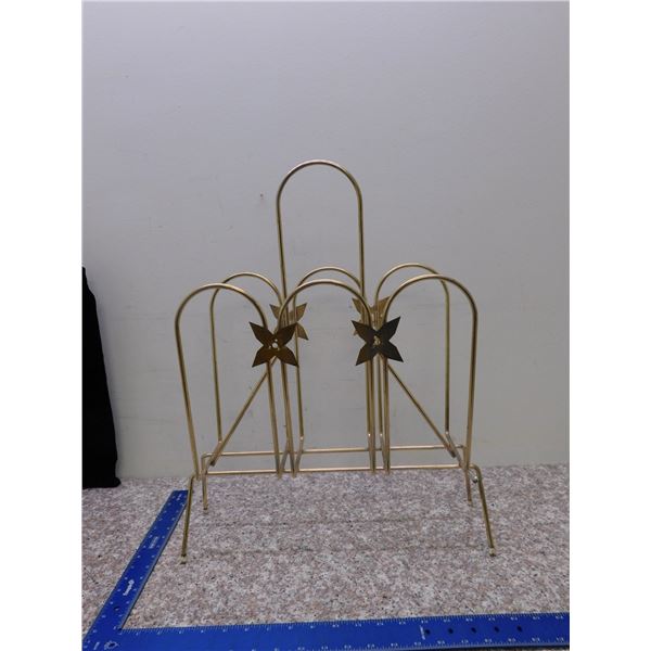 Vintage Brass Ninja Star Magazine Rack
