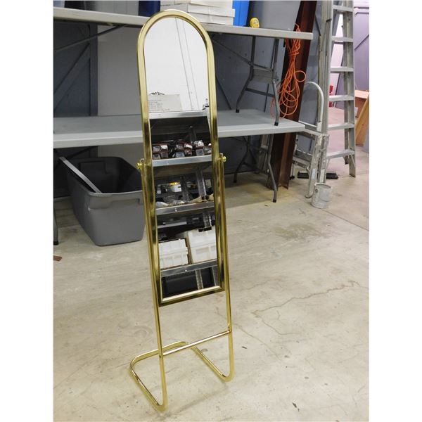 Vintage MCM Brass Frame Hollywood Regency Chaval Dressing Mirror Gold Floor Standing Full Length