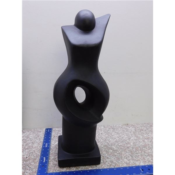 Abstract Womens Body Nude Statue approx 2ft Tall Base is 6 1/2" x 7" Ceramic / Plaster? Black