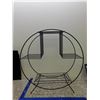 Image 1 : Vintage Mid Century Circle 4 Tier Black Wire Display Rack Hoop Plant Stand 23"