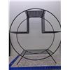 Image 3 : Vintage Mid Century Circle 4 Tier Black Wire Display Rack Hoop Plant Stand 23"