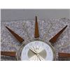 Image 2 : Vintage Mid Century Solar Sunburst Starburst Electric Teak Brass Clock WORKS 22"