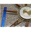 Image 3 : Vintage Mid Century Solar Sunburst Starburst Electric Teak Brass Clock WORKS 22"